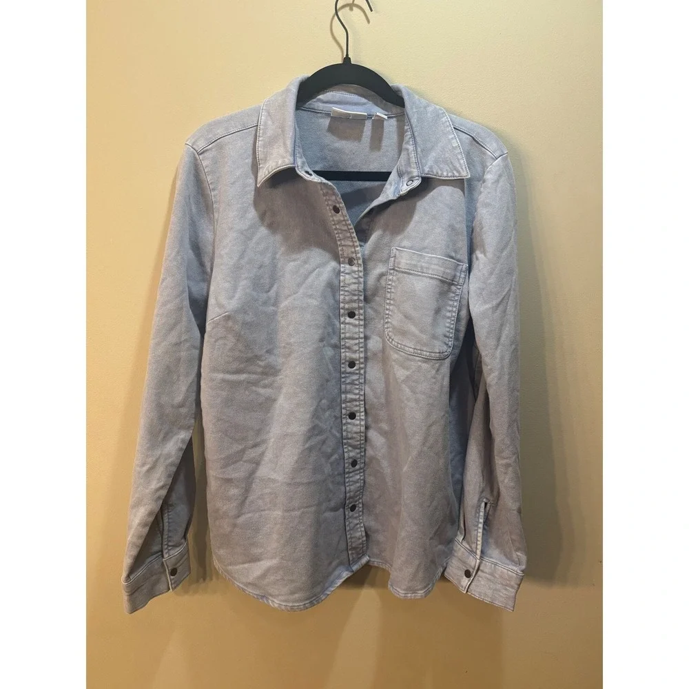 Denim & Co. Button Down Shirt Jacket Long Sleeve Casual Top‎ Medium